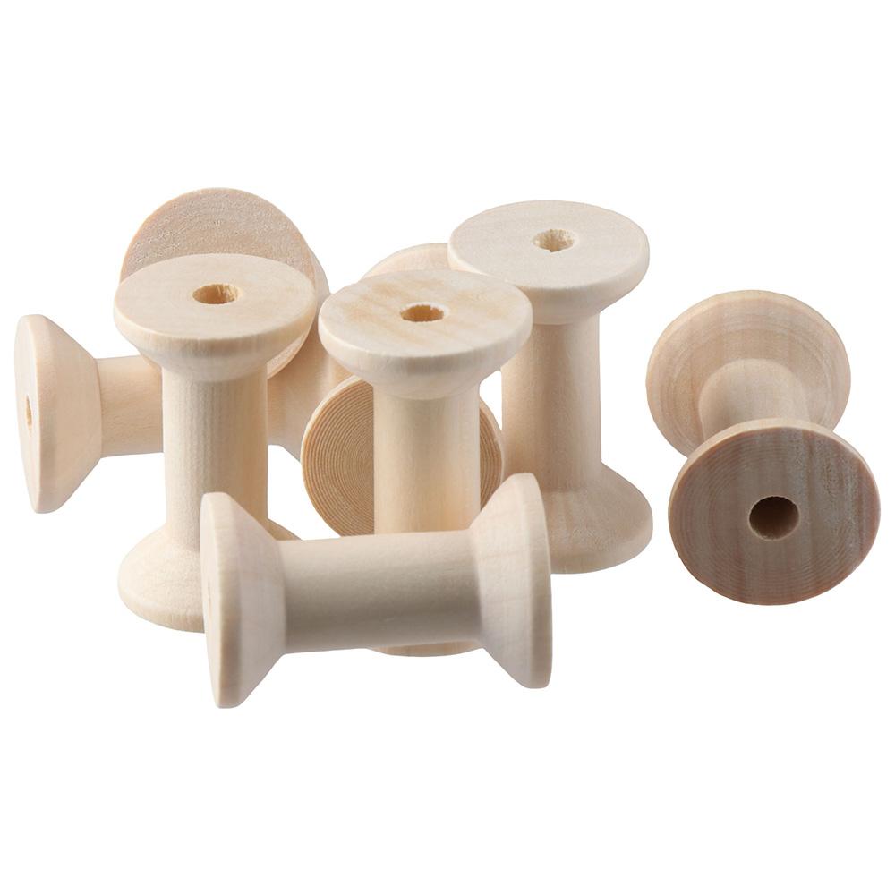 20PCS Splinter- Free 20PCS Empty Thread Spools Wooden Solid Wood Natural Wire Weaving Bobbins Empty Thread Wooden Spools Sewing Machines