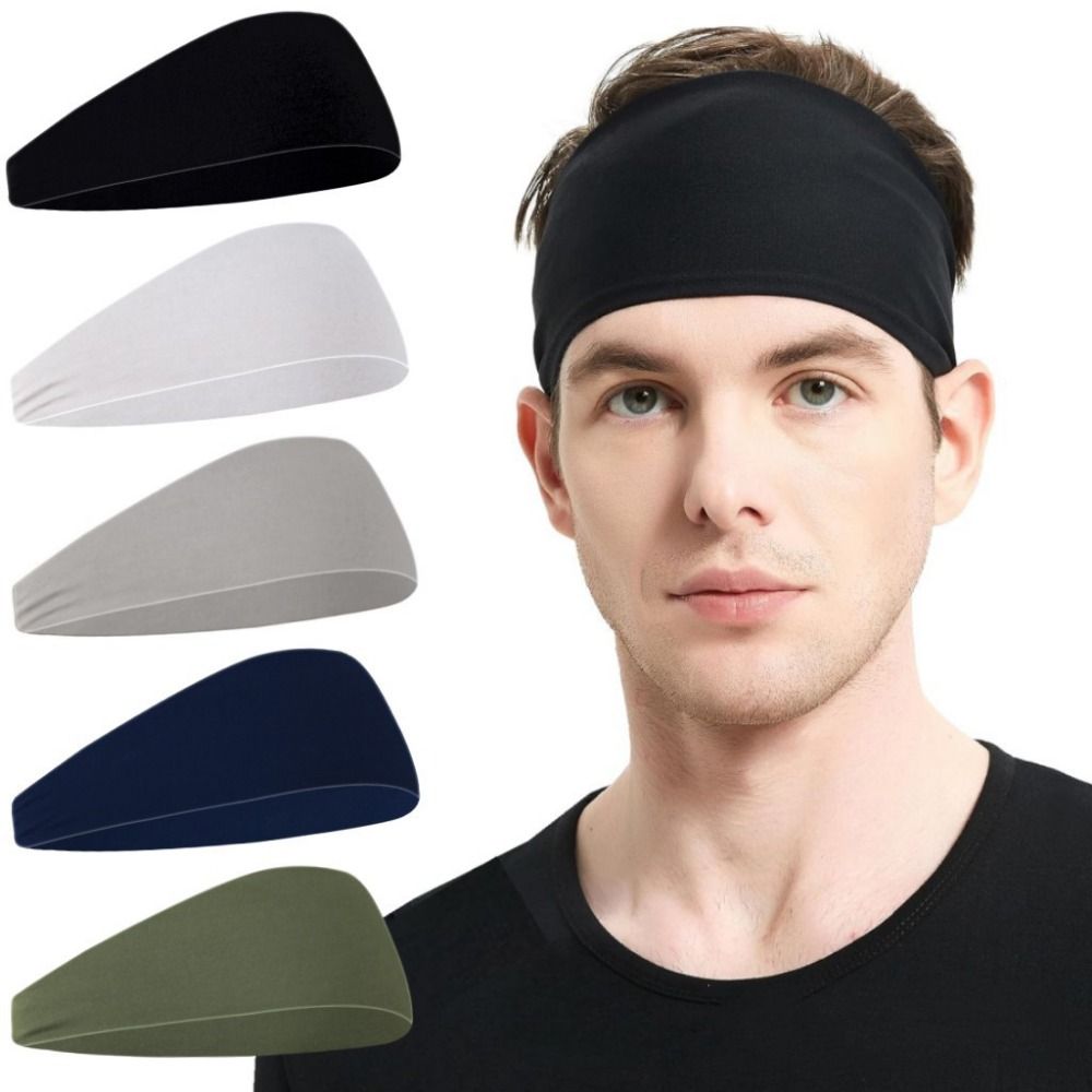 Soft Moisture Absorbing Workout Headbands for Men Quick-Dry Non Slip Stretchy Sweatband Comfortable Elastic Men‘s Sports Hairband Football