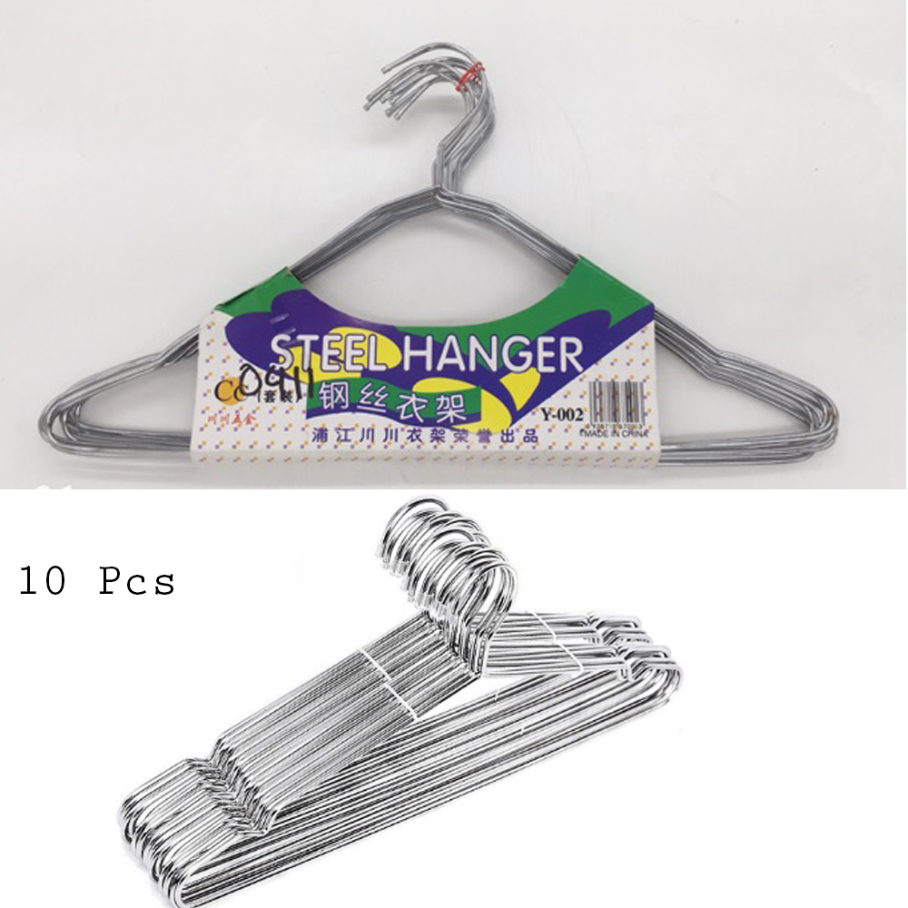 Heavy Duty Stainless Steel Cloth Hanger (Pack of 10 Pcs) - Premium Rust-Free Wardrobe Coat Hanger & Closet Organizer / Kapada Jhundyaune Hanger