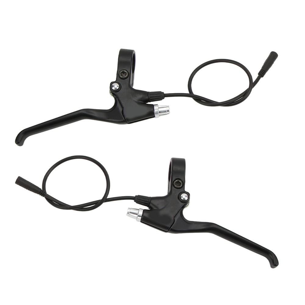 1 Pair Durable Aluminum Alloy Electric Bike Brake Lever Waterproof Plug Black Bicycle Brake Handle 3 Pin Brake Handle Mountain Bike