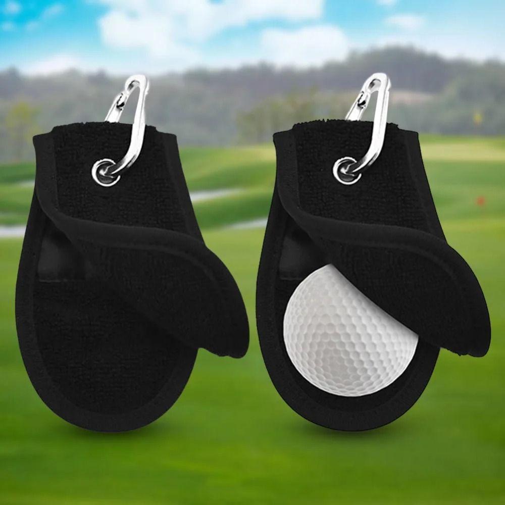 Golf Ball Washer Training Aids Golf Ball Cleaning Towel Super Absorbent With Hanging Clip Dry Towels Golfer Black Comfortable Golf Cleaning Tools Golf Course