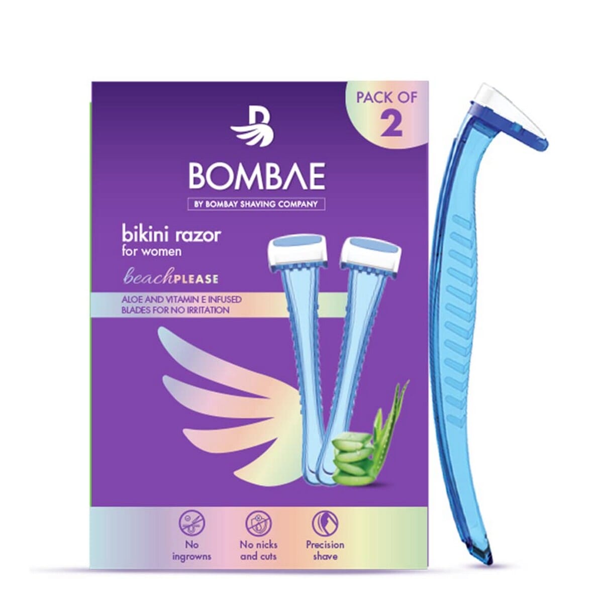Bombay Shaving Company Bombae Bikini Razor For Men & Women (Pack Of 2) | Experience Close And Irritation-Free Shaves With Aloe Vera And Vitamin E