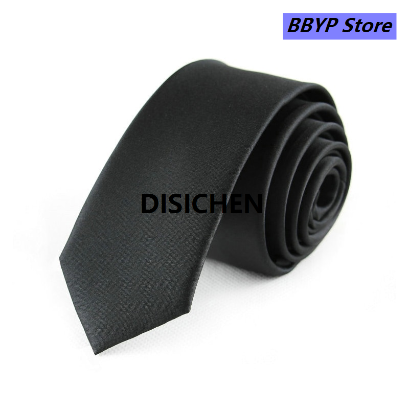 DISICHEN BBYP Black Colors Skinny 5CM Men's Necktie Polyester Silk Ties For Man High Quality Striped Dots Solid Jacquard Cravat Business Party Corbatas New style