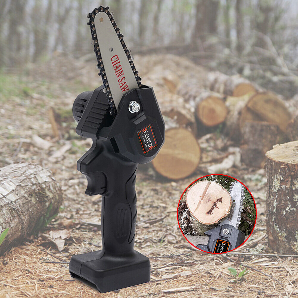 Chainsaw Cordless 6 Inch Battery Powered Electric Chainsaw with 2 Batteres and Chain Portable Handheld Small Chainsaw One Hand Pruning Chain Saw