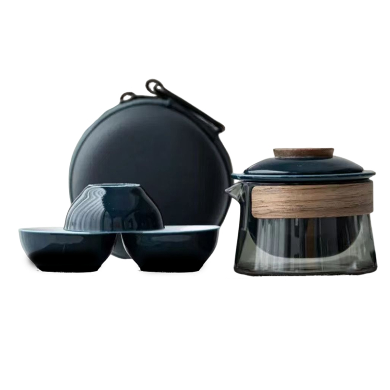 1 Bowl 3 Cups Tea Cup Set Household Tea Making Travel Tea Set Outdoor Portable Bag Chinese Tea Set Supplies , C