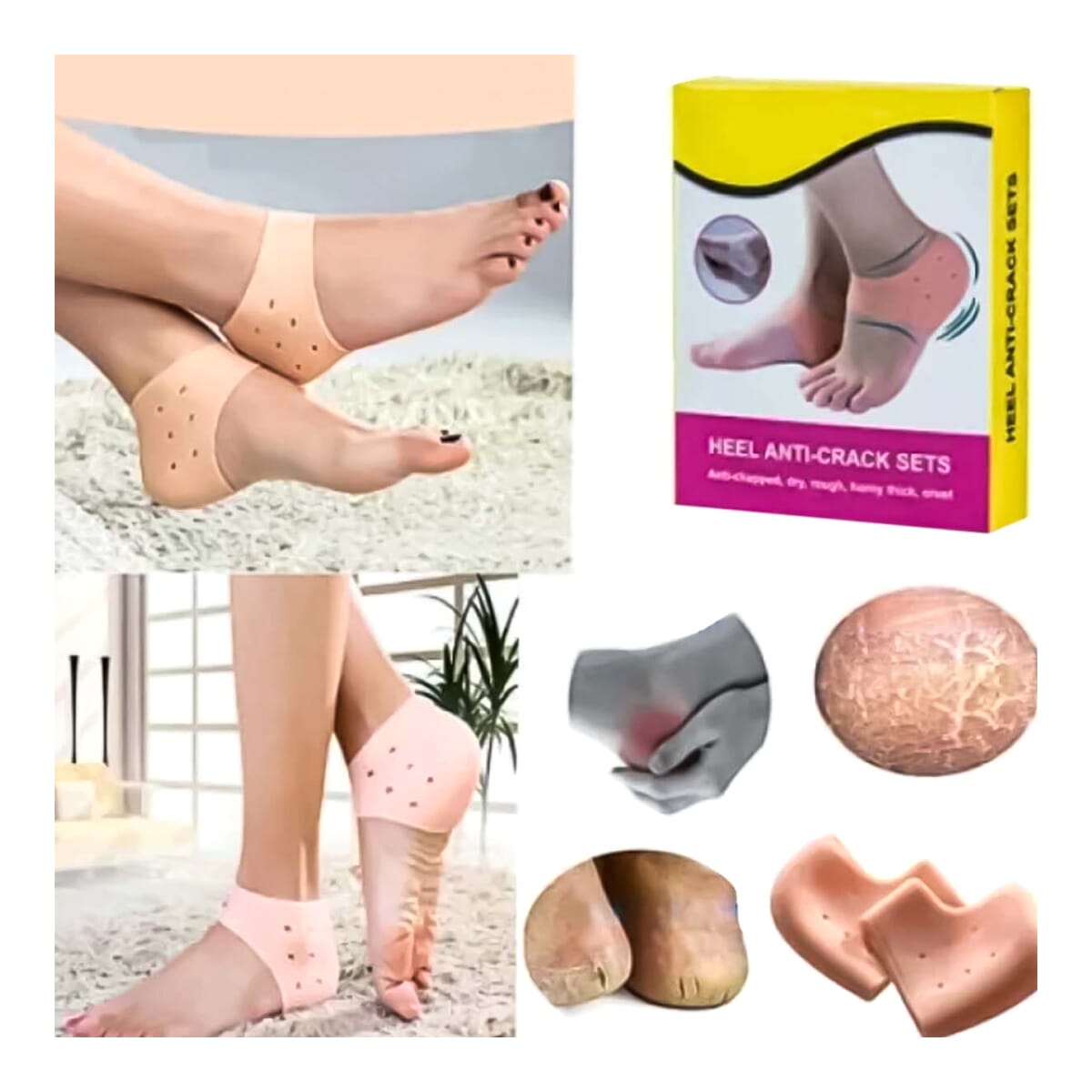 Skin Colour Silicone Ankle Support Pad Set of 1 Pair (Heel)
