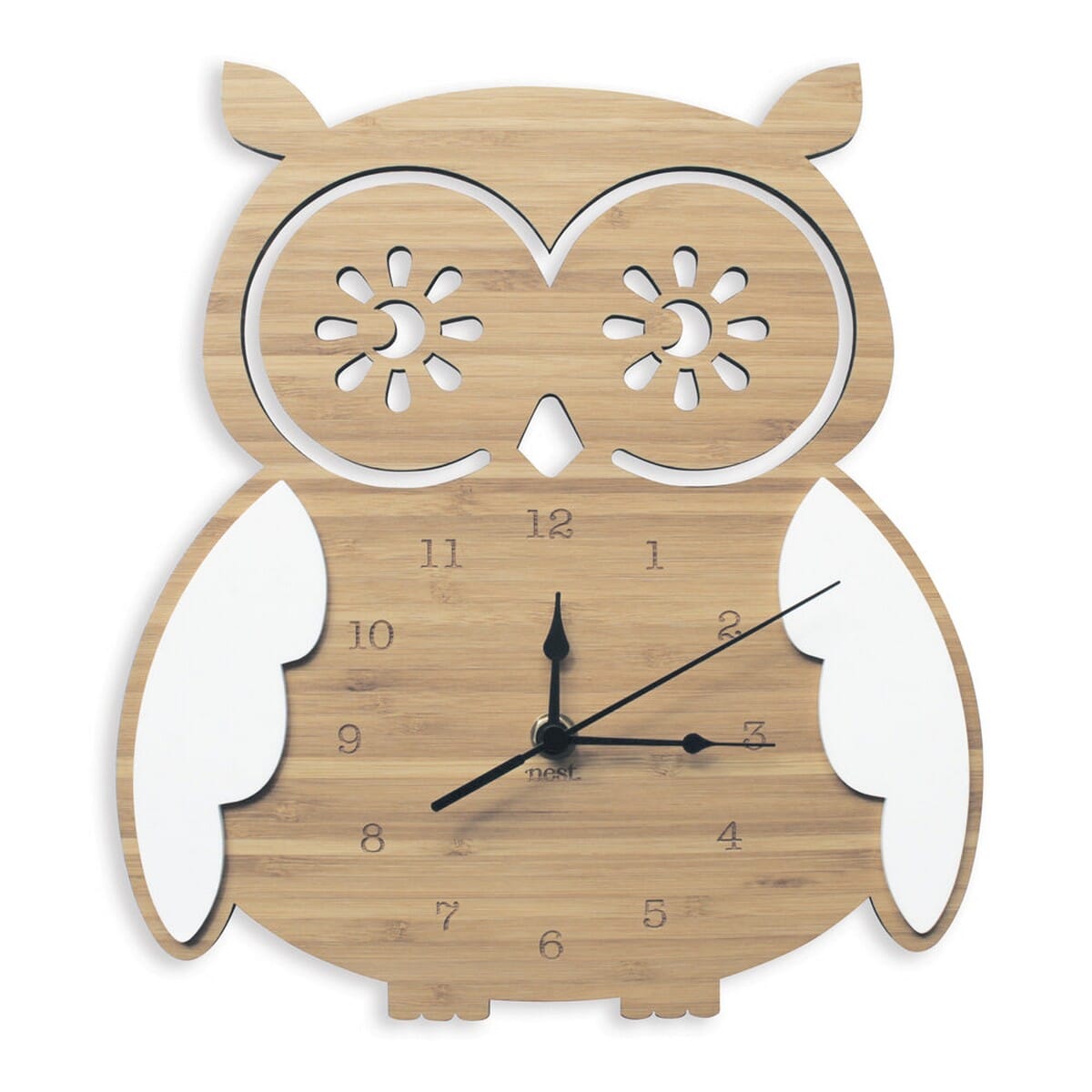 Decorative Wood Craft Owl Design 27 x 24 cm Wall Clock Multicolor