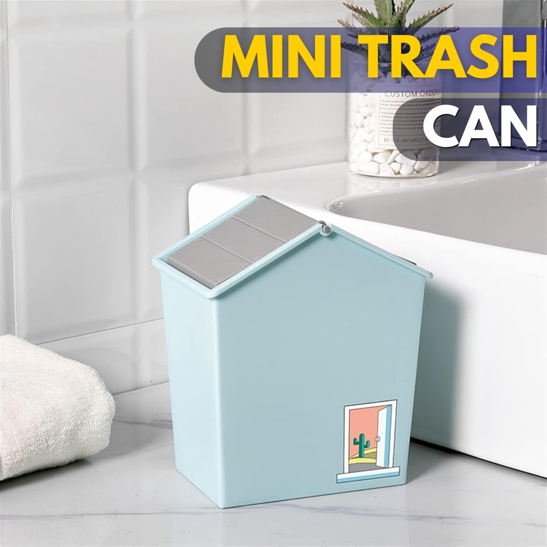 Vylon Trash Can Mini Shake Lid Type Trash Can House Shape Desktop Trash Can Cute Waste Bin Storage Basket for Living Room Bedroom Office Desk Compost Bin for Kitchen