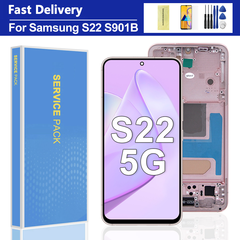 HOT Tested For Samsung S22 5G LCD Display Touch Screen Digitizer For Samsung S901 S901B S901U SM-S901E/DS Screen With Frame
