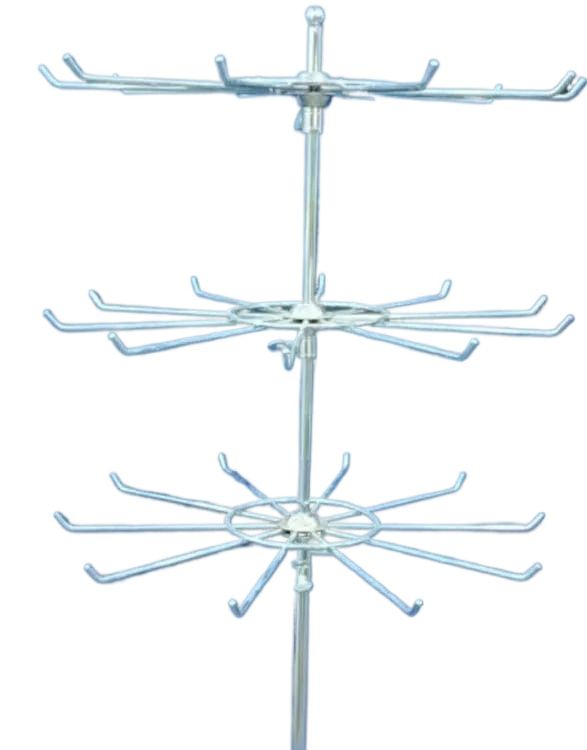 Stainless Steel 3 Layered Rotating Jewellery, Chains, Ear-Rings, Bracelet, Necklace Display Stand (White)