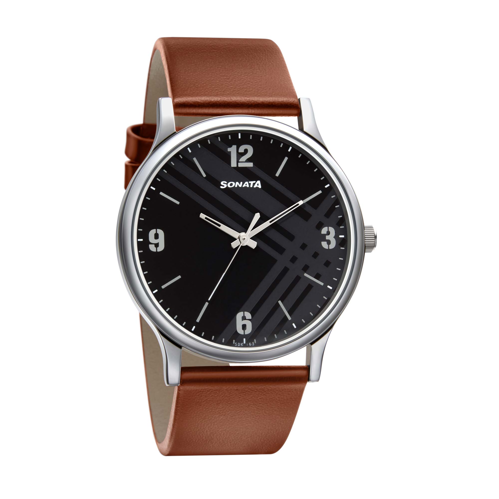 Sonata Smart Plaid Analog Black Dial Men's Watch-77105SL02