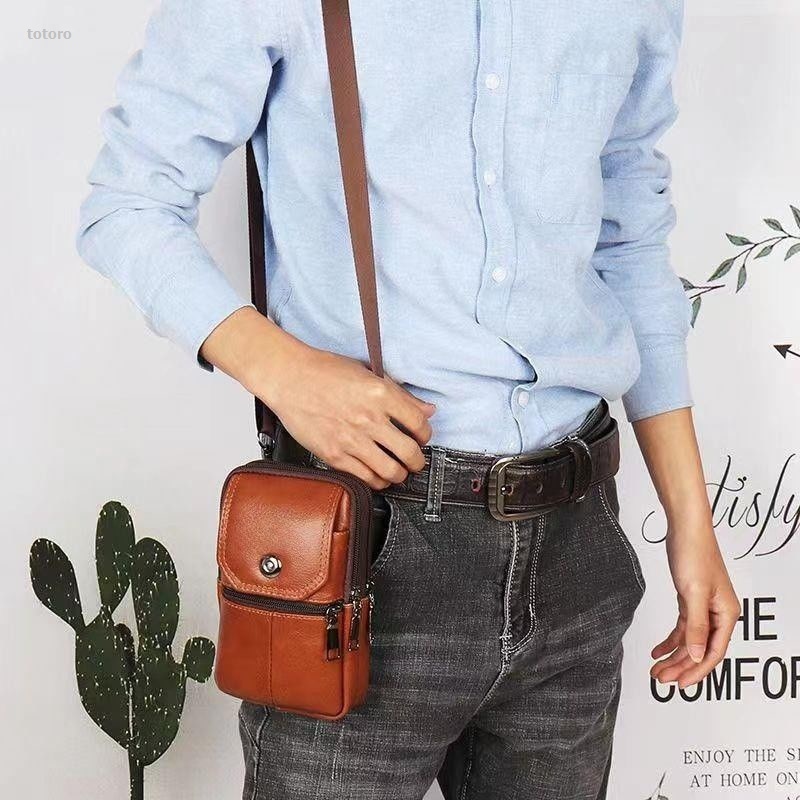 Linman NEW totoro Sweat-Proof Mobile Phone Bag Men's Working Vertical Waterproof LeatFashion her Profesional Wearable Waist Outdoor Belt Multifunctional Leather Hanging Bag