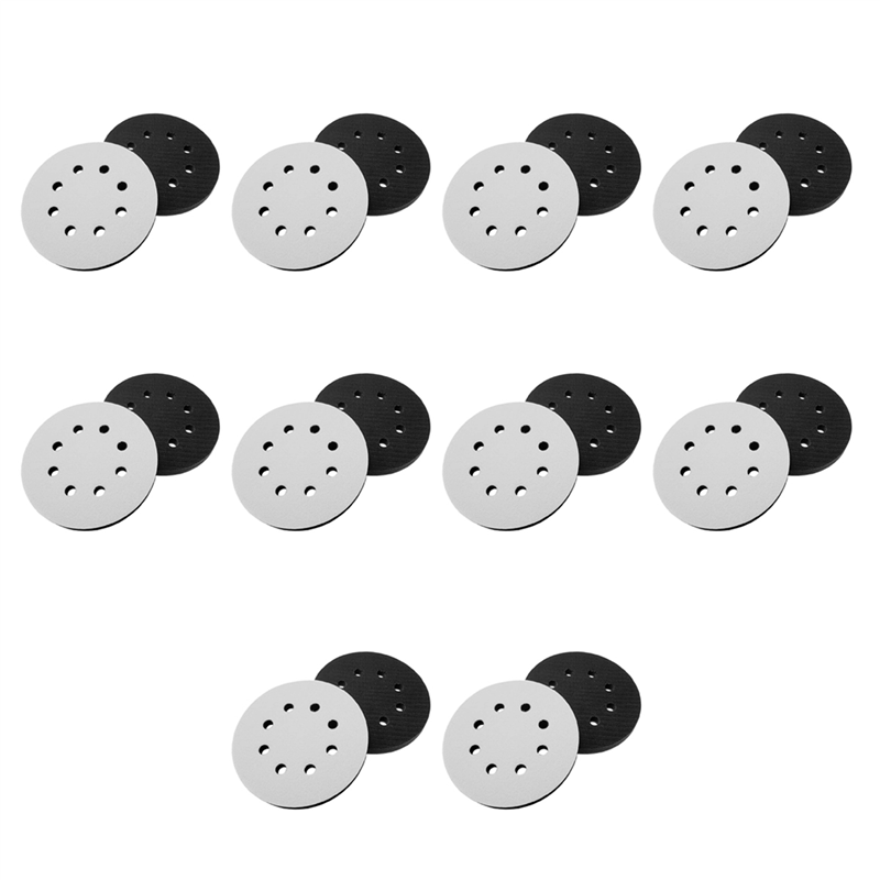 JAERBEE 20PCS 5 Inch(125mm) 8-Hole Soft Sponge Interface Pad for Sanding Pads and Hook and Loop Sanding Discs