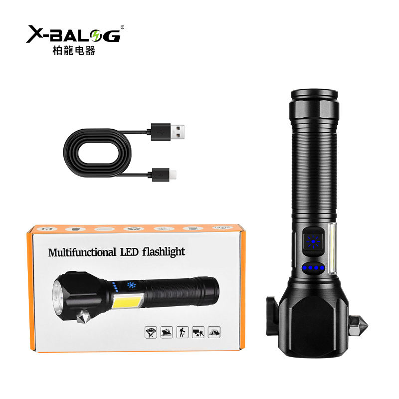 Multifunctional LED Flashlight Telescopic High Range Zoom Torchlight Hammer Torch Camping Light With Outdoor Tools Function Hammer Cutter Glass Breaker Magnet Powerbank Ratings 68 Answered Questions