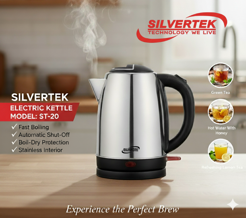 Silvertek Electric Kettle 2 Ltr | Stainless Steel | Autocut | Indicator light | 1500W | Temperature Control | ST-20