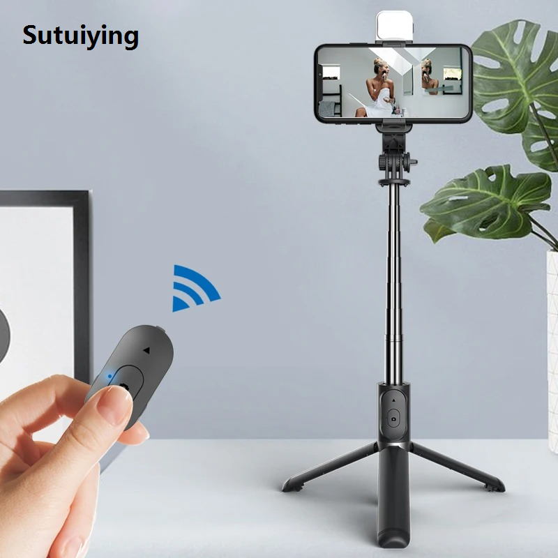 Sutuiying Selfie Sti Wireless r Stand with Light tooth emote High Quality Extendable r for obile hone iktok Lie Streaming
