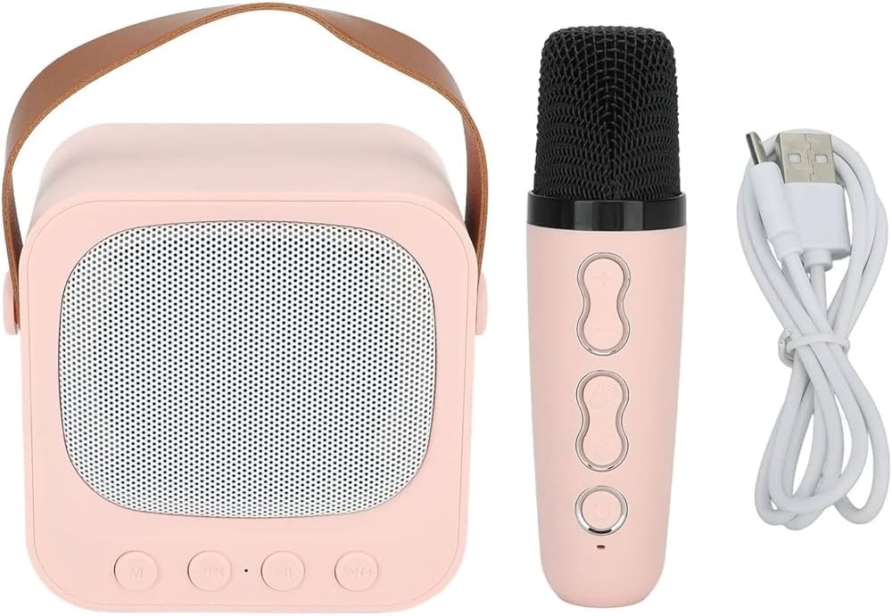 MTC Mini Karaoke Machine,Music Player Toys for Girls and Boys, Bass Treble Adjustment, Exciting Voice Change, Portable Bluetooth Speaker with Wireless Microphone for Kids Toddler Home Party(Pink)