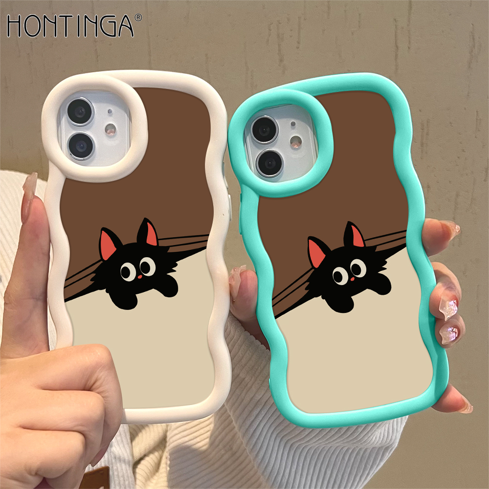 Hontinga for Realme 12 Pro Plus 12 Pro 9i 5 5S 5I 6I 2 Pro OPPO F11 F9 Pro Back Cover Probe Cat Luxury Phone Cover Soft Silicone Macaron Wave Mobile Case