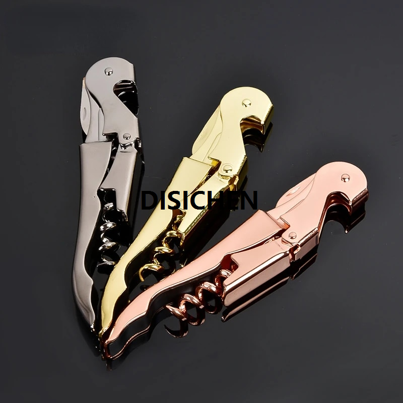 DISICHEN 1PC Professional Stainless Steel Screw Corkscrew Double Hinge Waiters Bottle Opener Hippocampus Can Opener Fashion