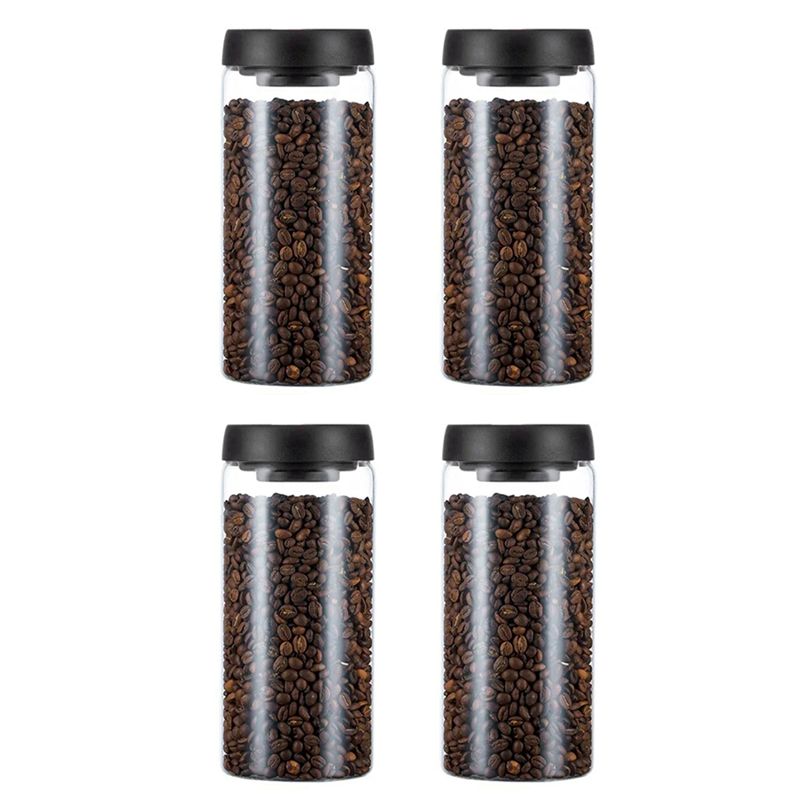 4X Vacuum Sealed Jug Coffee Beans Glass Airtight Canister Food Grains Candy Keep Fresh Storage Jar 1800Ml
