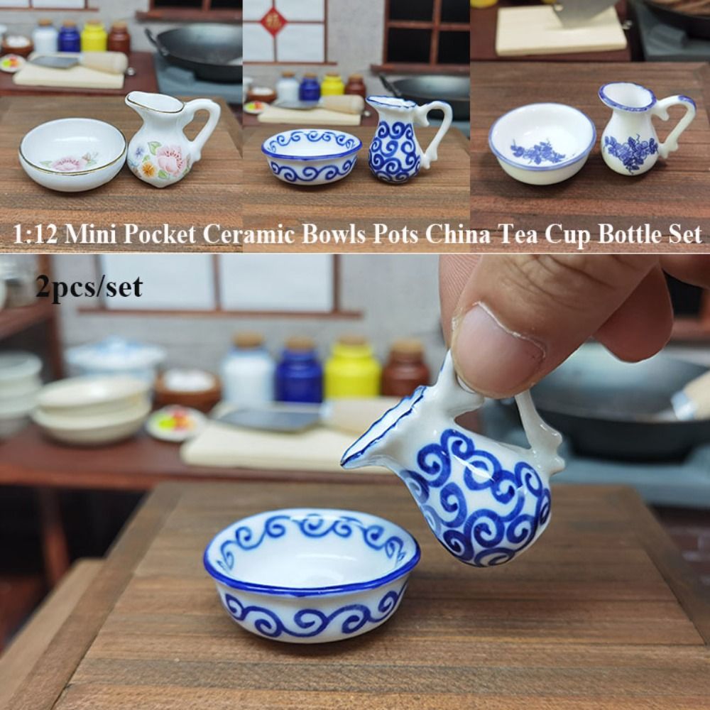 2pcs/set New Mini Doll House Accessories Ceramic 3 Styles China Tea Cup Pocket Tea Set for 1/6 BJD Doll/1.5" Barbie Doll/Blythe Doll