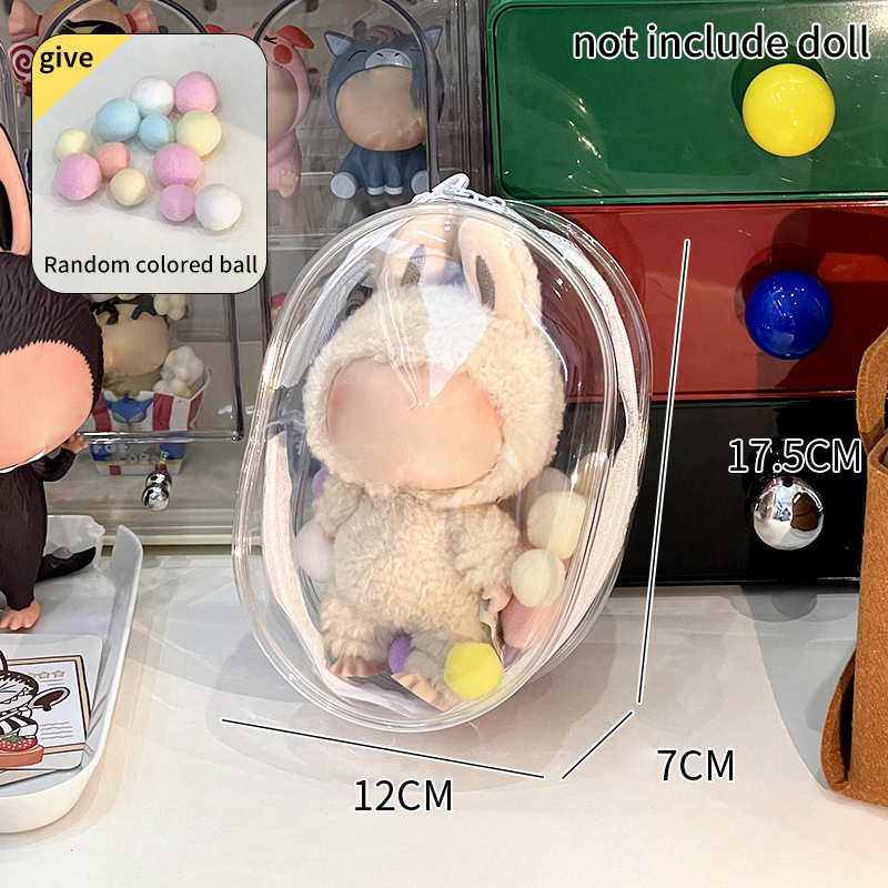 1Pcs Transparent Outdoor Bag Keychain Blind Box Doll Display Storage Bags New Labubu Surprise Gift YUNSHUO