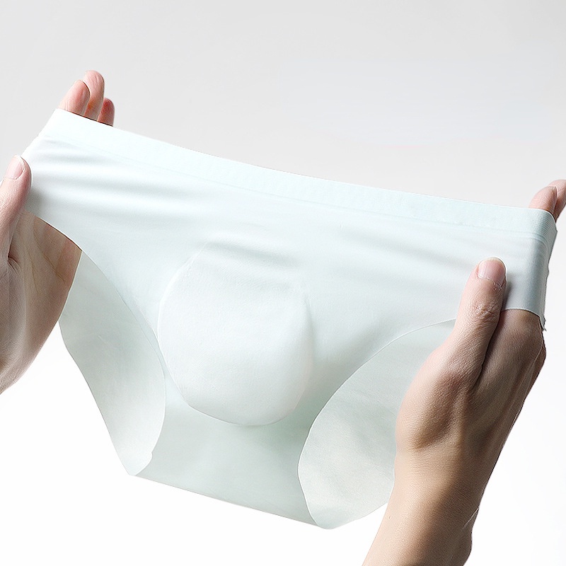 Men Ice Silk Seamless Briefs Summer Transparent Ultra-Thin Unique Mold Breathable Quick-Drying Comfortable B324