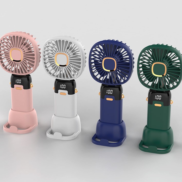 Handheld small fan silent office desk USB charging fan portable portable digital display halterneck fan