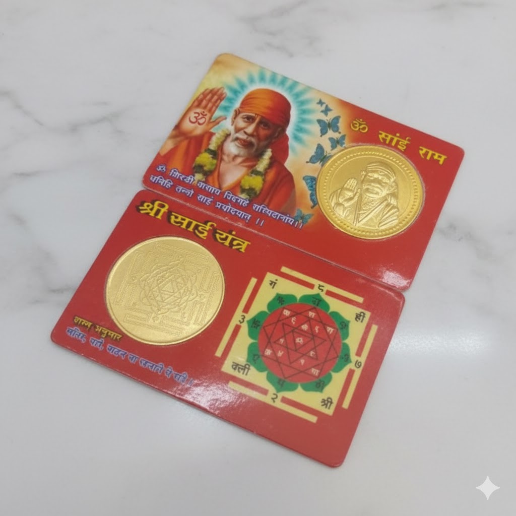 Protection From Accident - Om Saai Ram Yantra Golden Coin Atm Card