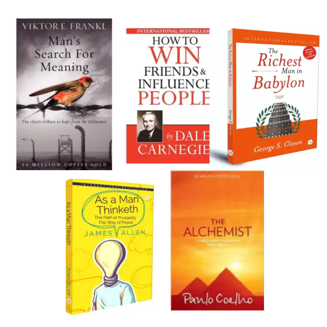 Man Search For Meaning + How To Win Friend And Influence People + The Richest Man Babylon + As A Man Thinketh + All Chemist