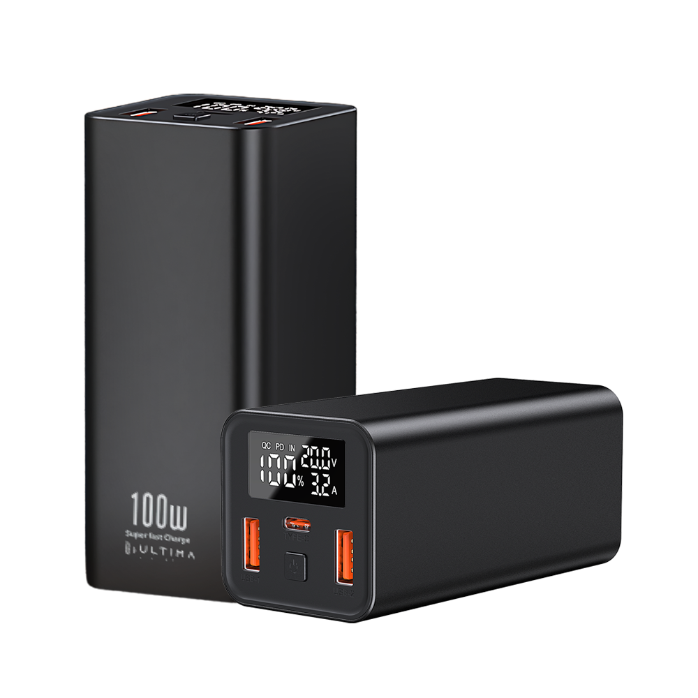 (New Launch) Ultima 20K Ultra Max | 100W Power Delivery | 20000 mAh | Fast Charging | Full Metal Body | Multi Layers Fire Protection | LED Display | Triple Ports | Supports PD, QC3.0, Universal Compatibility | 2 Way Charging | ChargeSafe Technology Power