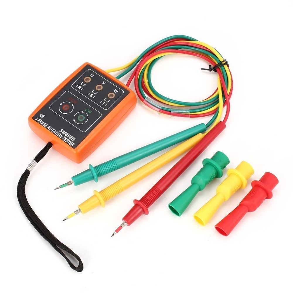 Durable Plastic 3-Phase Rotation Tester Digital Display Multifunction Phase Sequence Testing Equipment Current Tester Tools Electricity Testing
