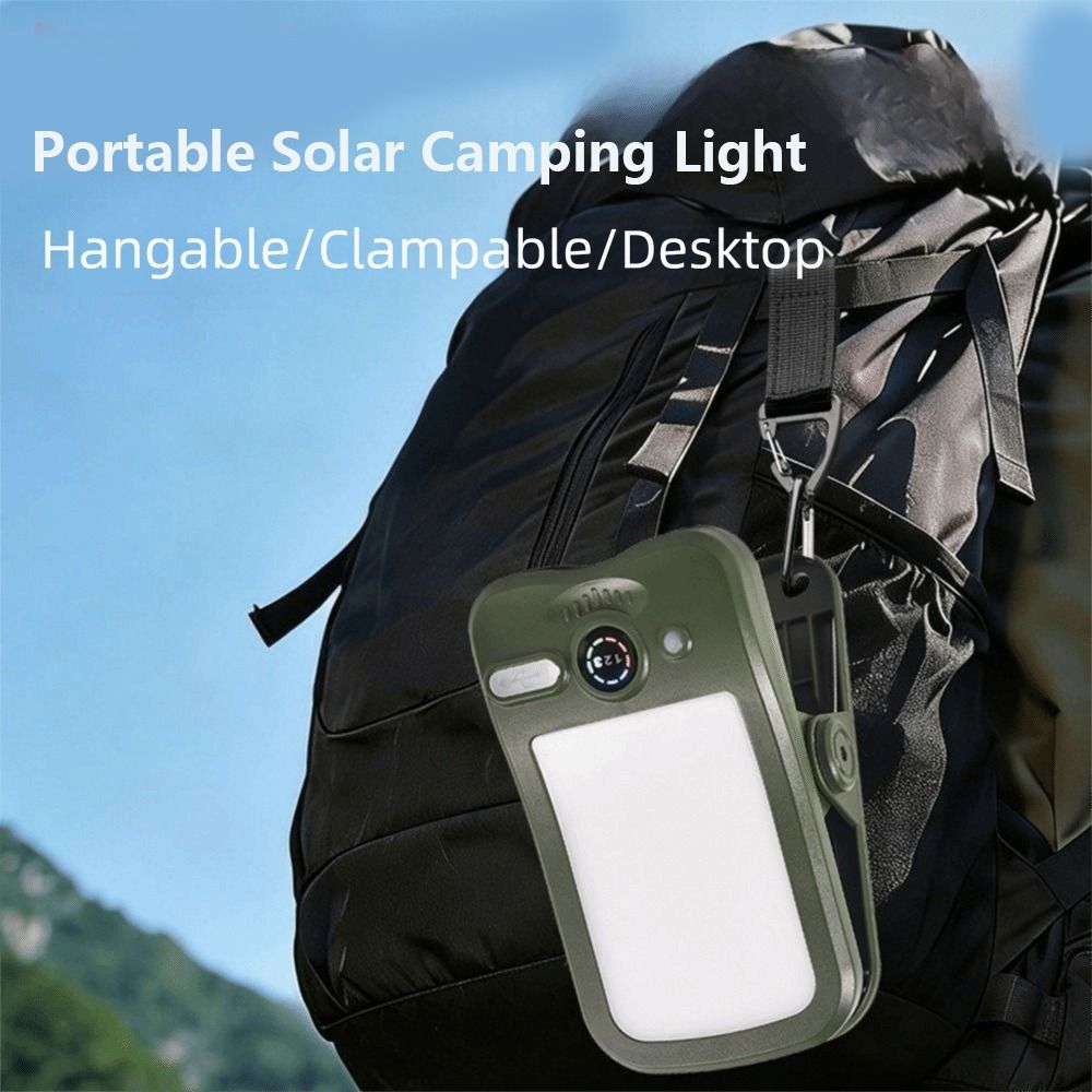 Solar Energy Digital Display Solar Camping Clip Light Waterproof Long-Lasting Lighting Portable Camping Light Ultra Long Endurance Rechargeable Fishing Flashlight Fishing