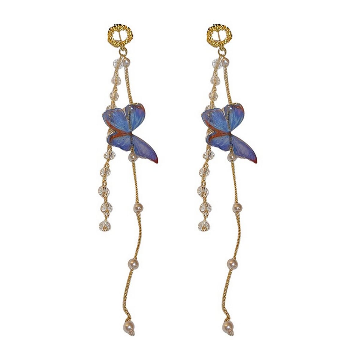 Enacolor New 2023 Fashion Exquisite Crystal Butterfly Dangle Earrings Tassel Luxury Earings for Girl Party Fashion Accessories