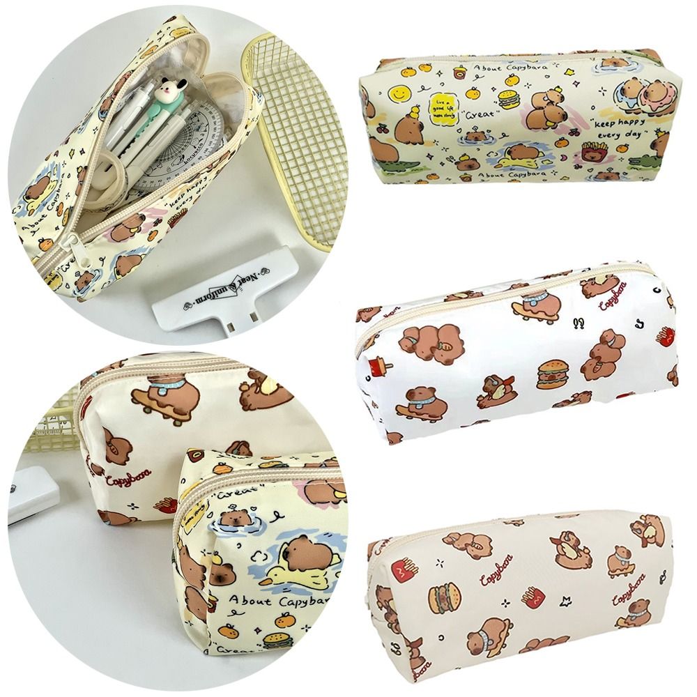 Cartoon Multifunctional Pen Bag Large Capacity Capybara Stationery Bag Stationery Organizer Gift