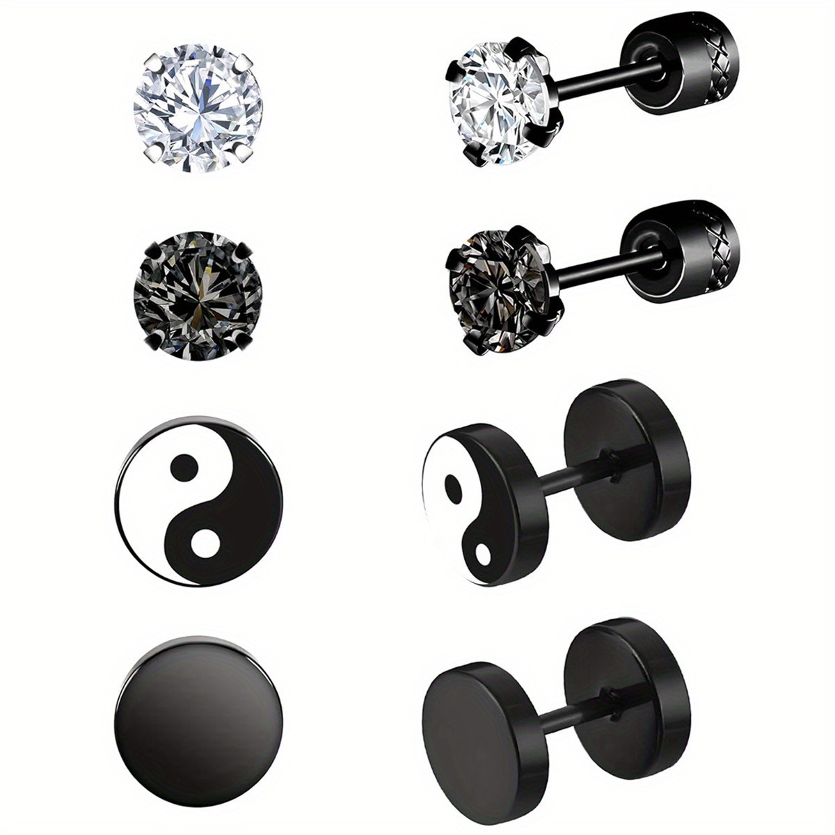 【Special offer】Men's and women's fashion gossip tai chi earrings men's personality stainless steel round cake earrings earrings jewelry