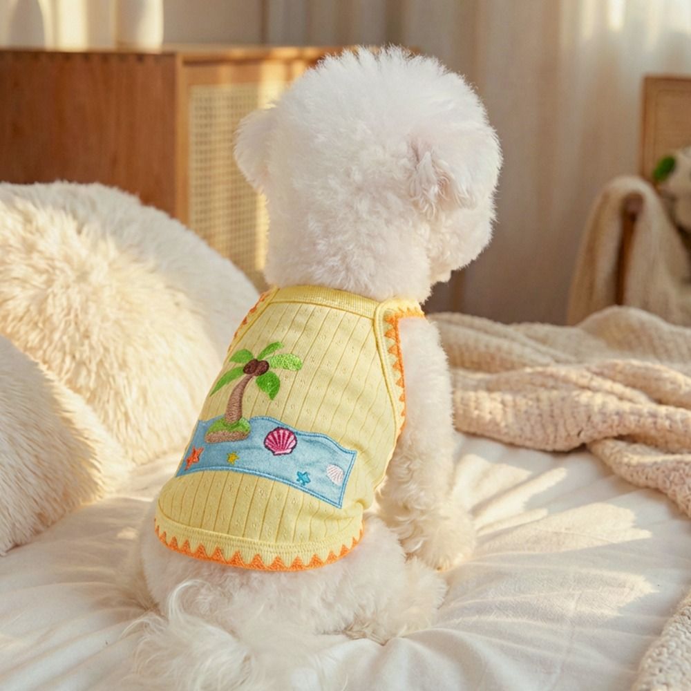 Fashion Embroidery Print Summer Pet Vest Lightweight Breathable Cat Thin Clothes Sun Protection Comfort Fit Dog Cooling Vest Puppy Clothes