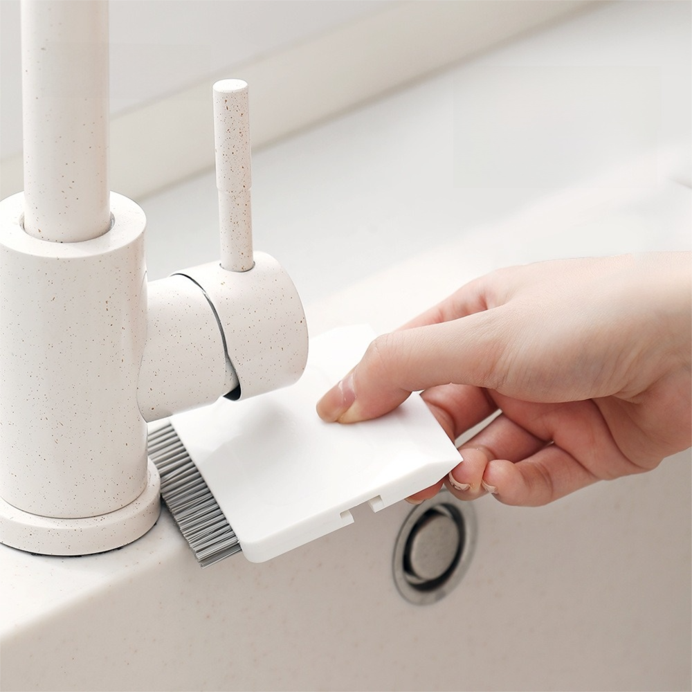 Creative Plastic Kitchen Sink Brush Portable White Mini Cleaning Brush Mini Size Removable Head Multifunctional Brush Kitchen Cleaning
