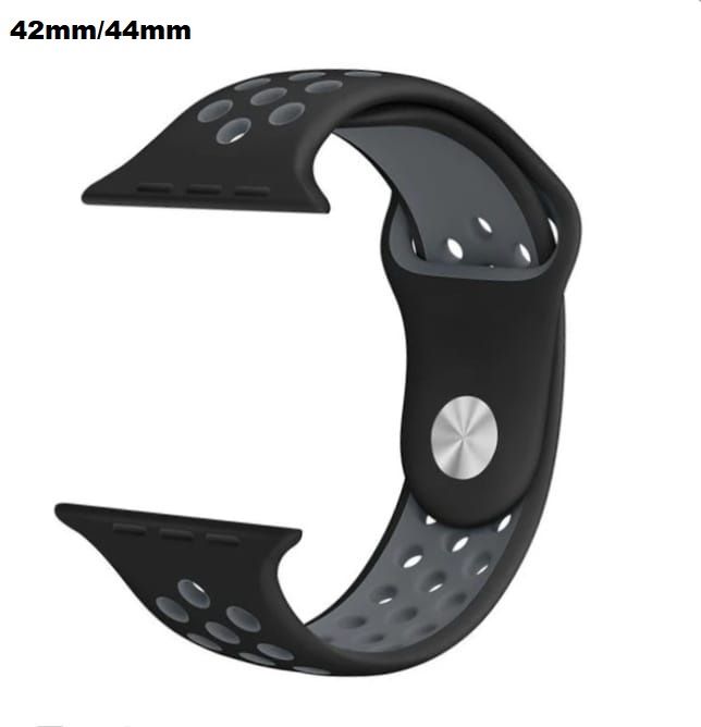 Silicone Sport Band For Apple Watch 42mm/44mm ( Black and Grey Dot )