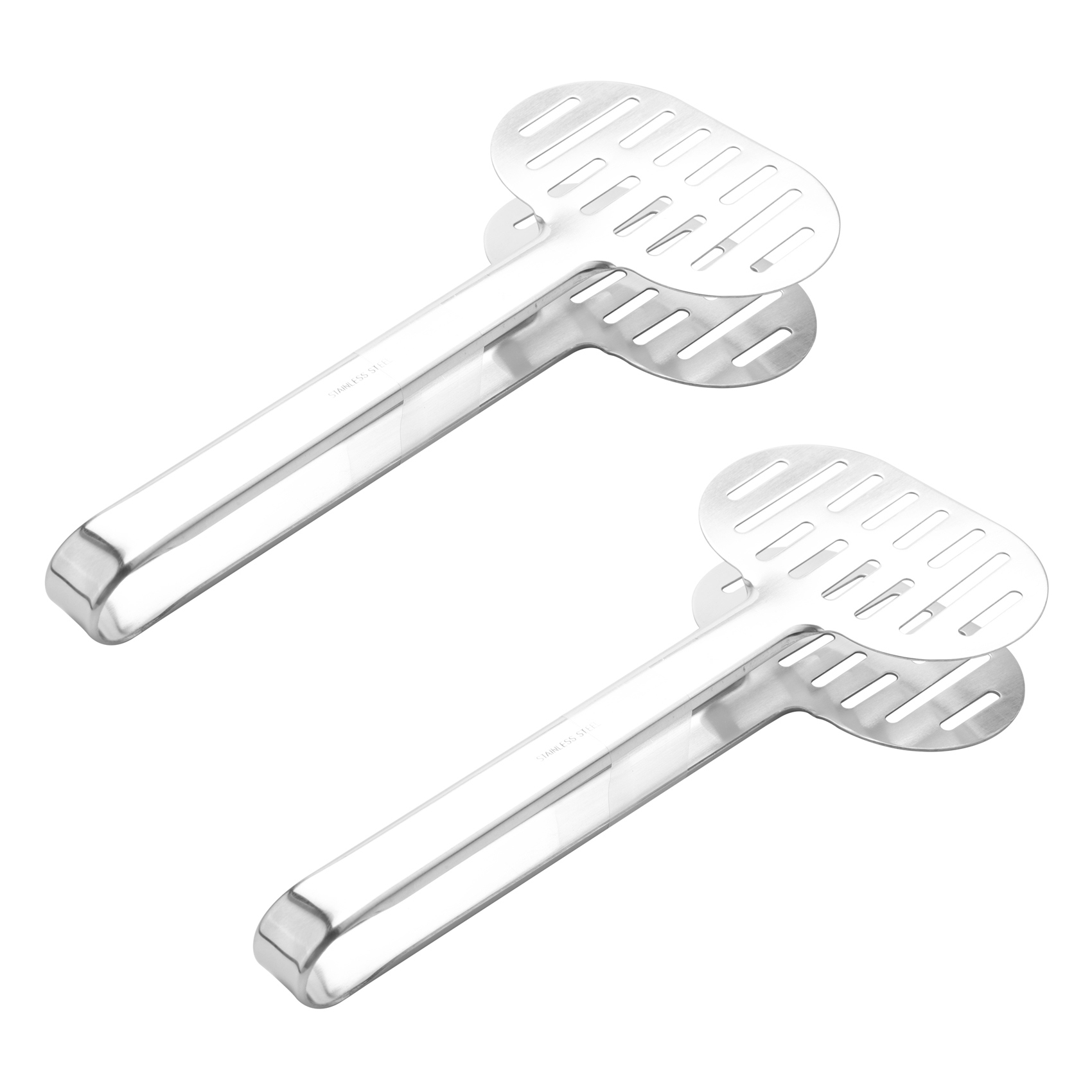fasdaga 2X Stainless Steel Turner Tongs Kitchen Double Spatula Bread and Burger Tongs
