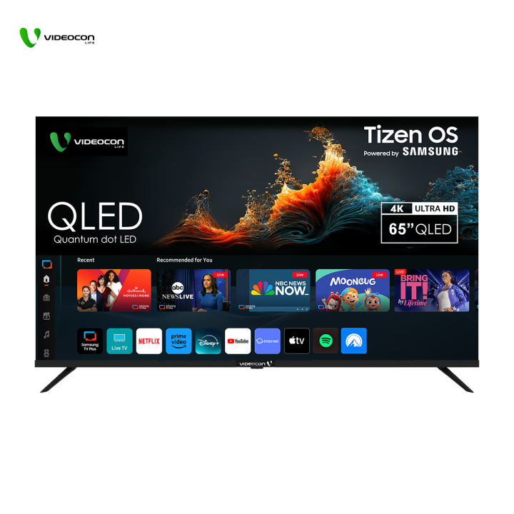 Videocon Life 65" QLED TV 4K UHD HDR10 Dolby Audio Powered By Samsung Tizen OS Frameless-VD-Q65UHD-TIZEN