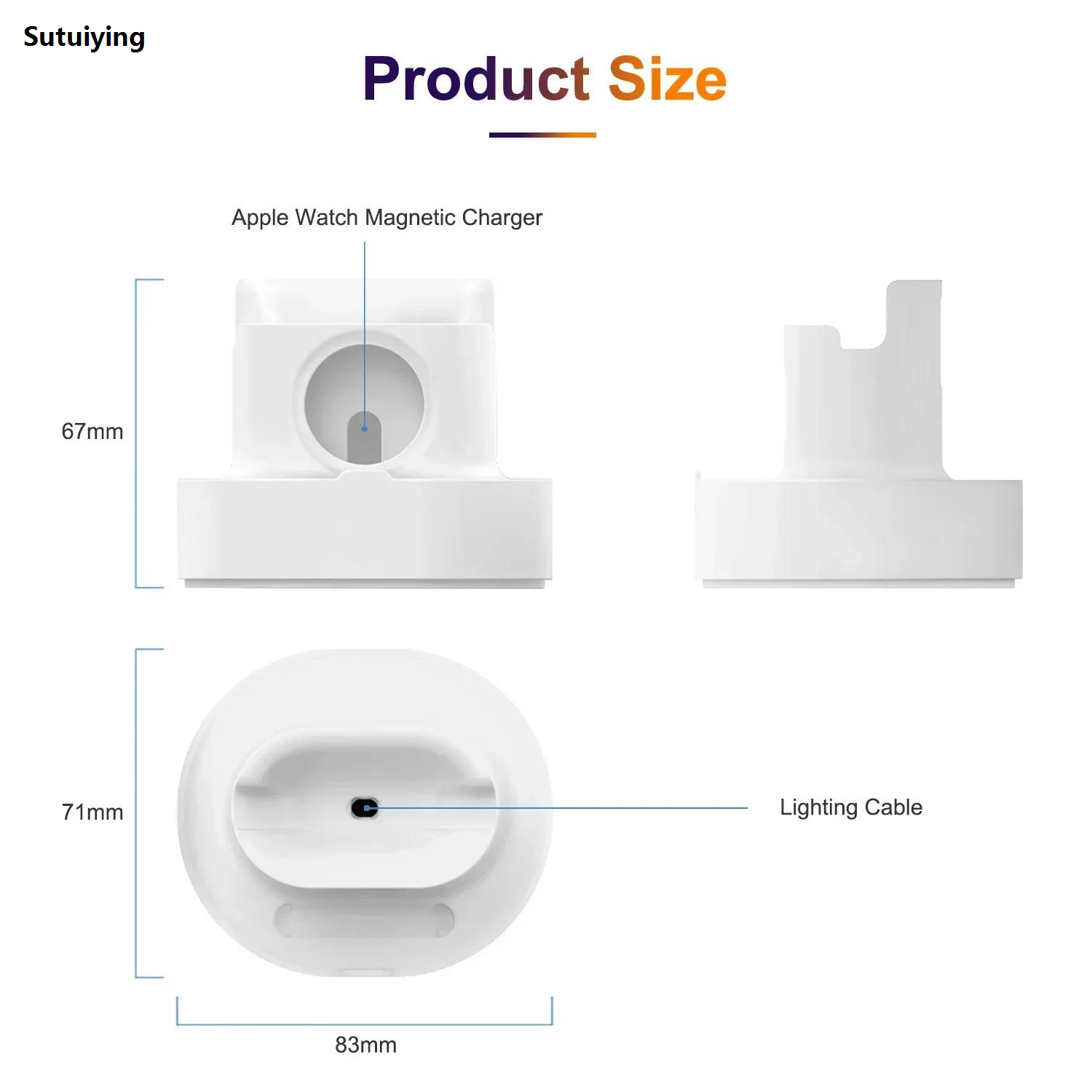 Sutuiying 2025 New Upgraded 2-in-1 Silicone Stand for Apple Watch Original iphone for Airpods Charging Base for iwatch Night Dock