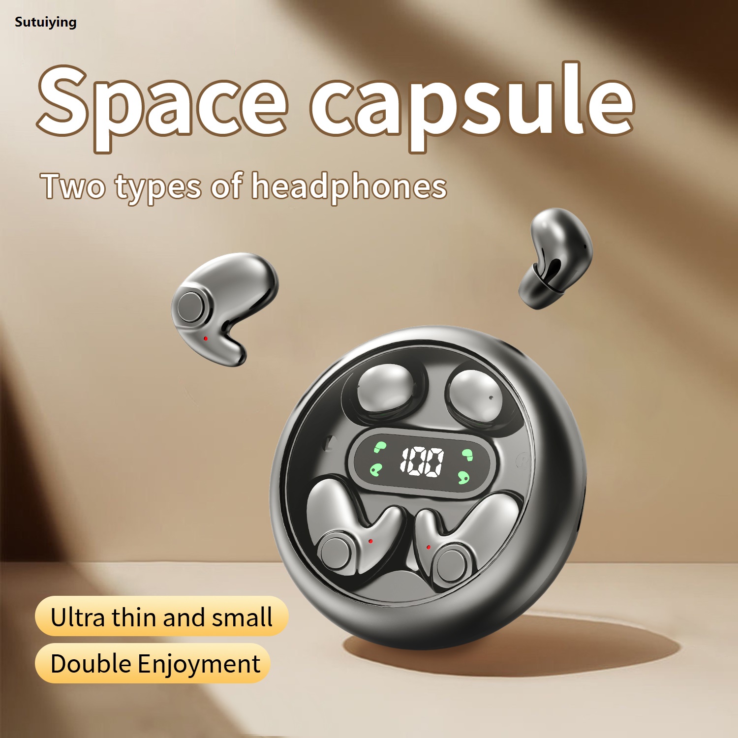 Sutuiying Wireless noise cancelling earphones HiFI stereo gaming with microphone TWS in ear earphones waterproof earphones