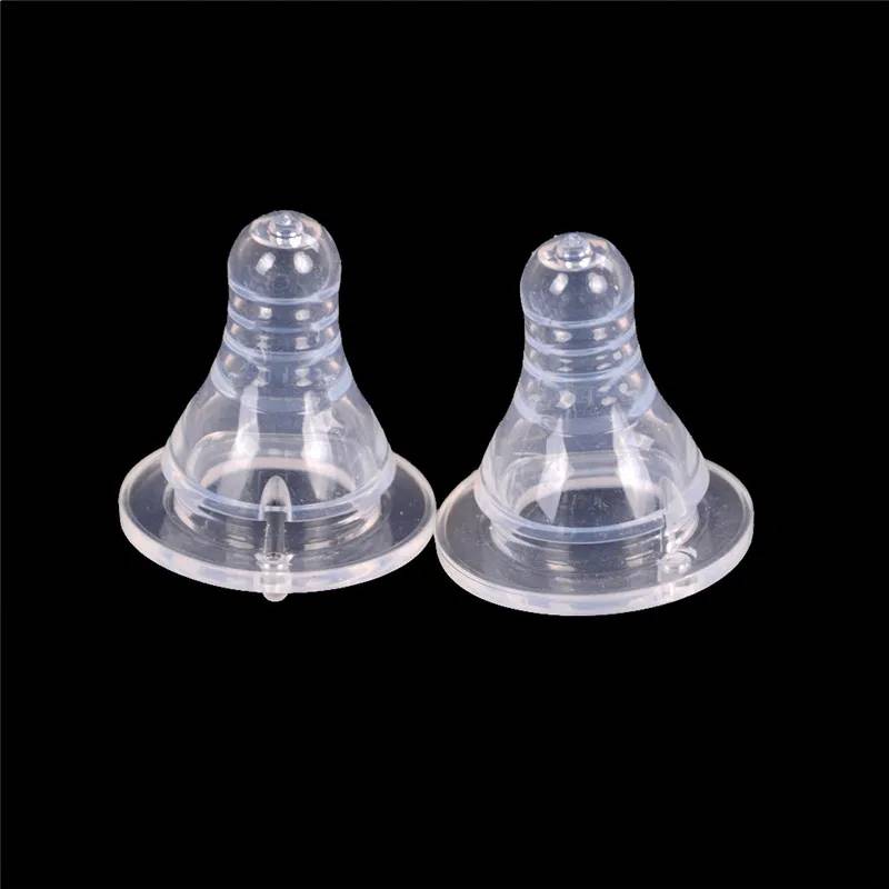 2 Pcs Baby Kids Silicone Wide-Mouth Bottles Nipple Round Cross Hole Breast Milk Feeling Nipple Pafifier