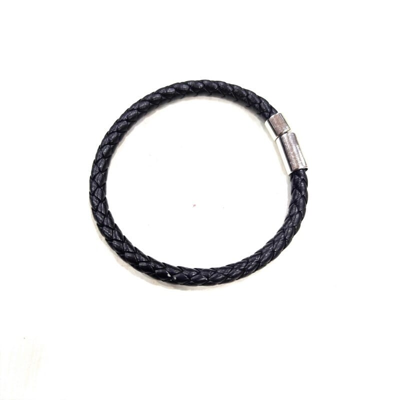 Black 'Anchor' Leather Bracelet For Men