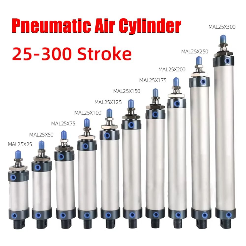 1Pcs New 16/20/25/32/40mm Cylind Bore Pneumatic Air Cylinder 25/50/75/100mm Strok Double Compressed MAL Cylinder Single Lever Aluminum Alloy Mini Cylinder