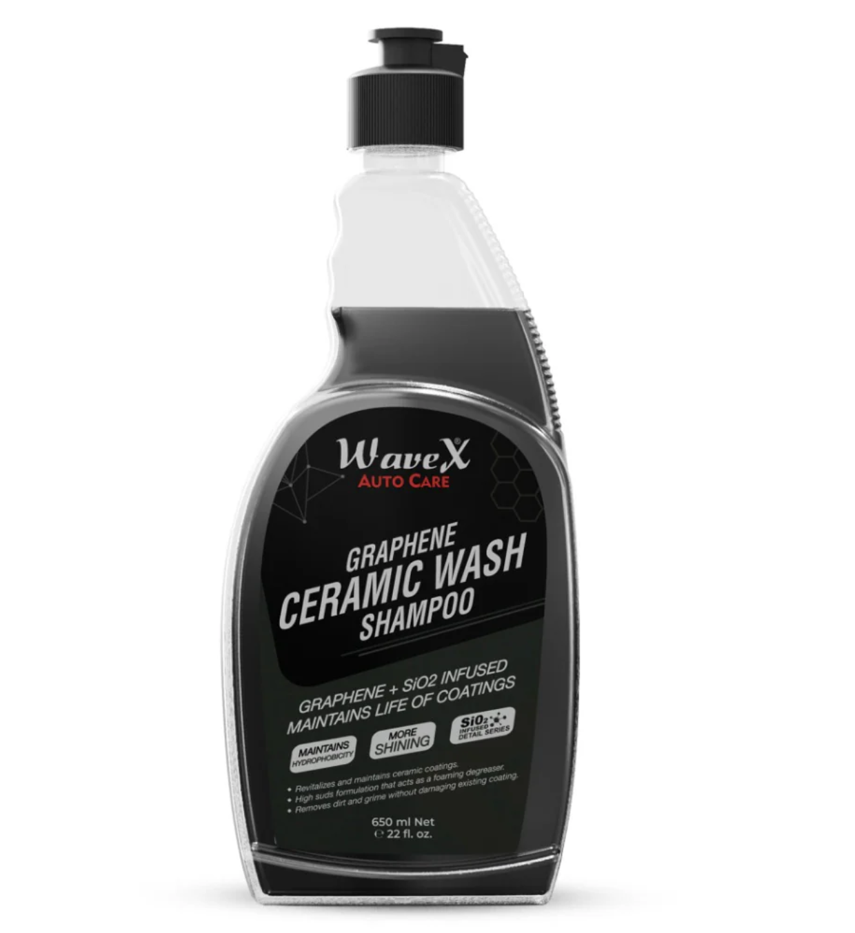 Wavex | Graphene Ceramic Wash Car Shampoo | 650ml | High-Foaming pH-Balanced Formula with Graphene Protection | Safe on Paint, Ceramic Coatings & Wax | Removes Dirt & Grime While Enhancing Shine | Car shampoo, graphene wash, ceramic shampoo