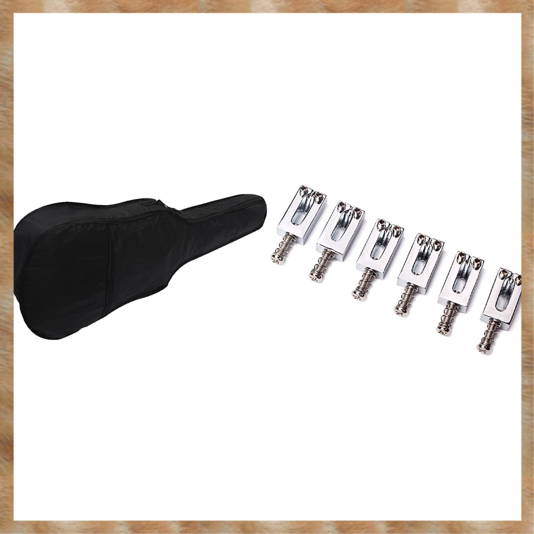 Kqueebee 6 Pcs Electric Guitar Bridge Saddles Flat & 1 Pcs 38Inch Guitar Bag Oxford Cloth Shoulder Gig Bag
