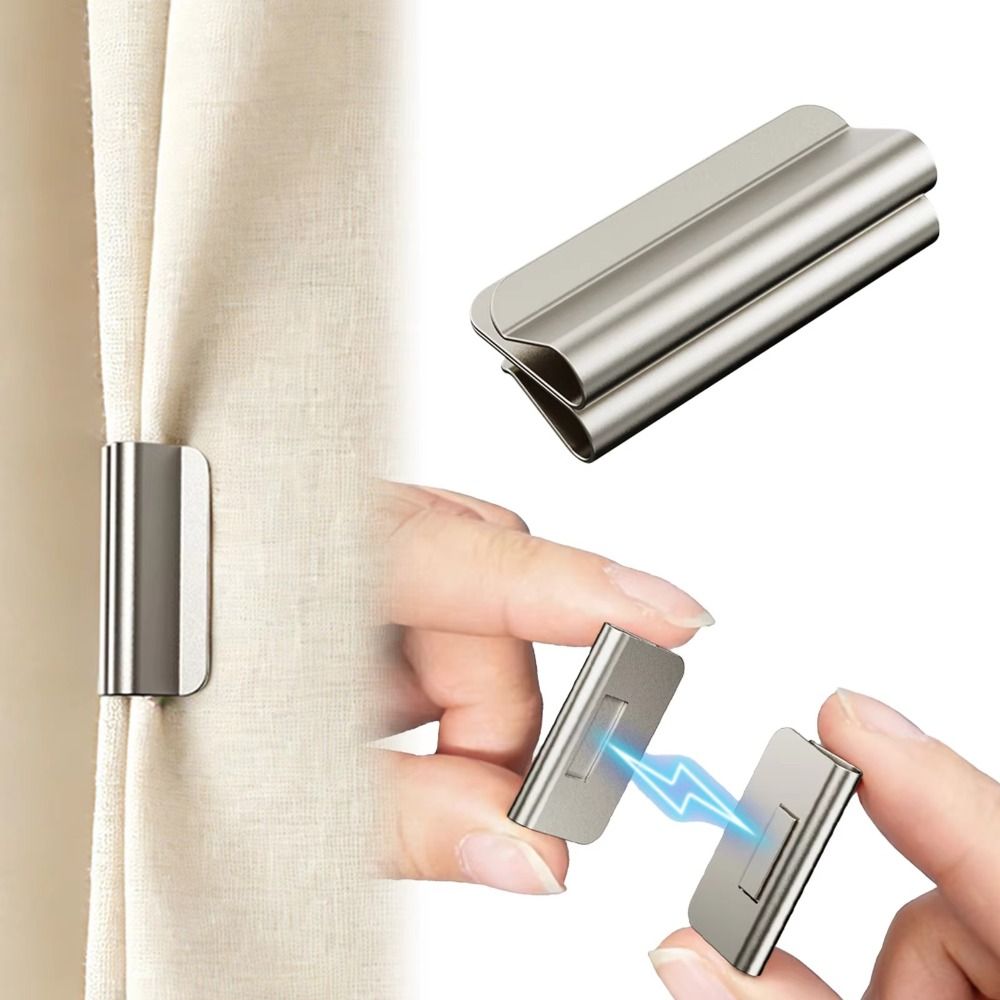 1 Pairs High Quality Metal Curtain Closure Clip Magnetic Attraction Detachable Curtain Clips Curtain Fixing Buckle Window Curtain