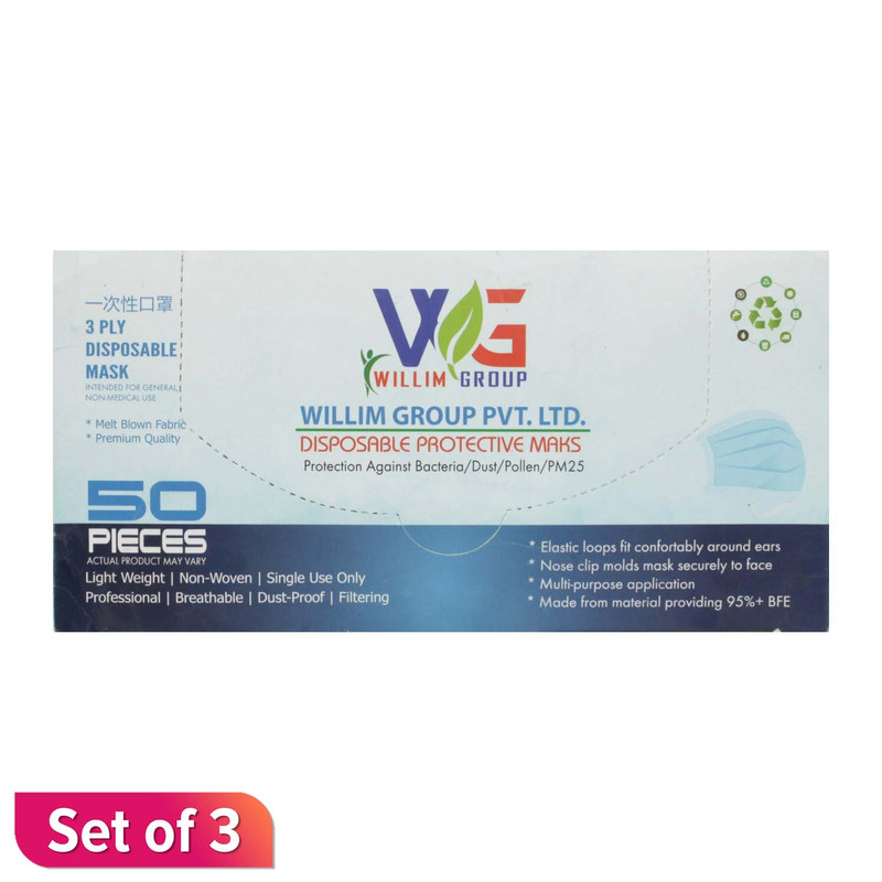Willim Group 3 Ply Disposable Mask 50pcs Set Of 3